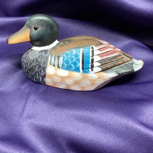 Hand painted Stone Mallard Duck Figurine